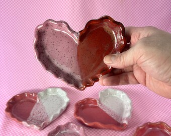 Heart-shaped trinket dish with wavy edge // Spoon Rest, Candle Holder, Jewelry Tray or Soap Dish // Gifts for Her