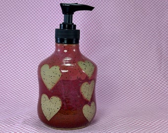 Soap/Lotion pump in red/pink with hearts