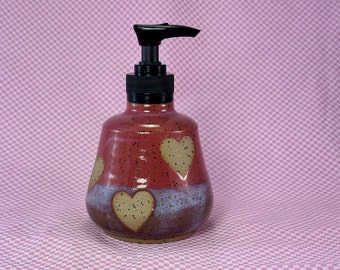 Soap/Lotion pump in pink/lavender with hearts