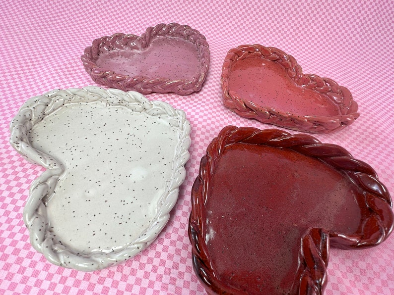 Heart-shaped trinket dish with braided edge // Spoon Rest, Candle Holder, Jewelry Tray or Soap Dish // Gifts for Her image 6