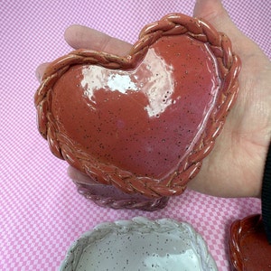 Heart-shaped trinket dish with braided edge // Spoon Rest, Candle Holder, Jewelry Tray or Soap Dish // Gifts for Her image 4