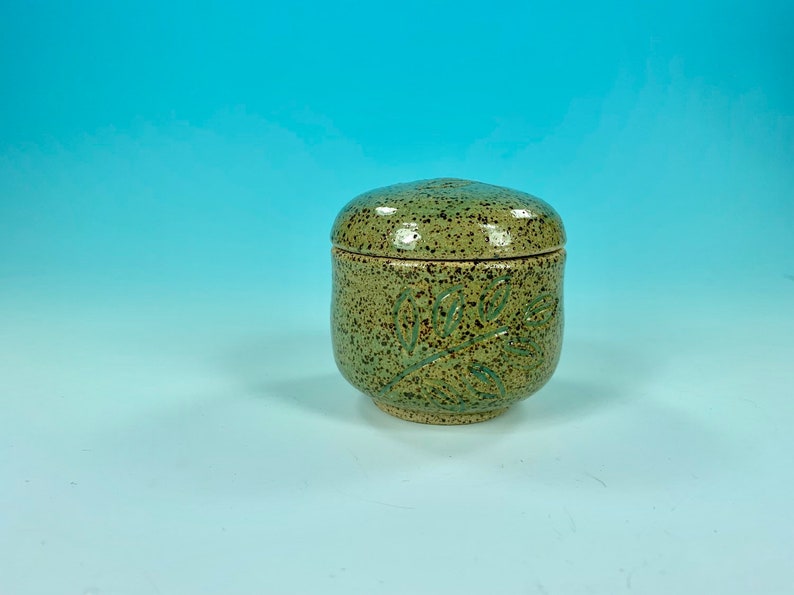 READY TO SHIP Carved Wheel-Thrown Ceramic Box Jewelry or Ring Box Engagement or Wedding Gift Turquoise Floral Jewelry Box