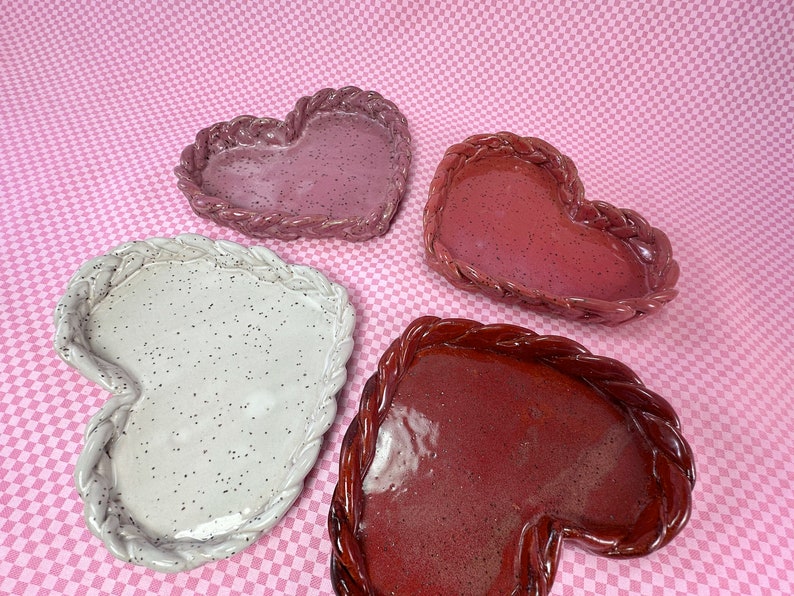 Heart-shaped trinket dish with braided edge // Spoon Rest, Candle Holder, Jewelry Tray or Soap Dish // Gifts for Her image 7