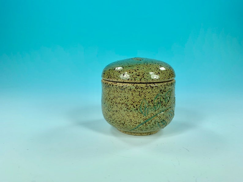 READY TO SHIP Carved Wheel-Thrown Ceramic Box Jewelry or Ring Box Engagement or Wedding Gift Turquoise Floral Jewelry Box