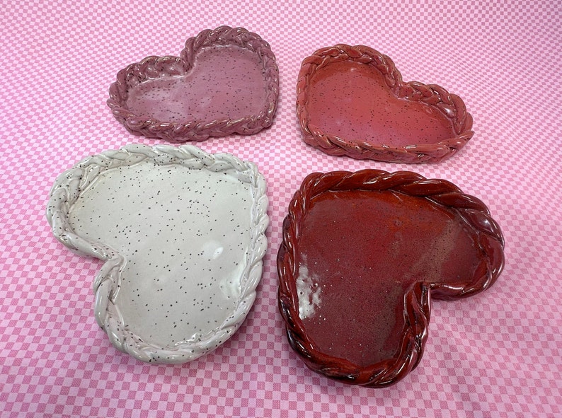 Heart-shaped trinket dish with braided edge // Spoon Rest, Candle Holder, Jewelry Tray or Soap Dish // Gifts for Her image 5