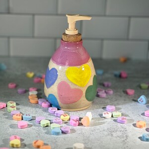 Soap/Lotion pump bottle with pastel hearts image 2