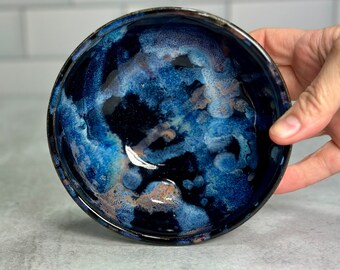 Black Bowl with Rainbow Splatter / Soup, Cereal or Salad Bowl / Handmade Wheel-Thrown Pottery / Ceramic