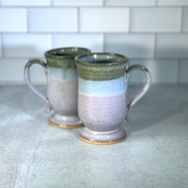 Handmade Irish Coffee Mug or Cocktail Cup // lavender and blue footed mug // Handmade Pottery // Wheel-Thrown - READY TO SHIP