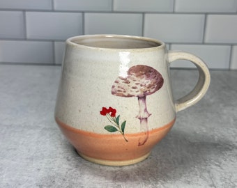 Spring Mushroom Mug / 16 oz / Handmade Wheel-Thrown Pottery / Ceramic