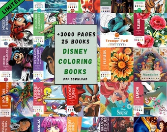 3000+ Disney Coloring Pages Bundle, 25 Books (Printable PDF)