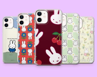 Funda para teléfono Miffy con diseño de conejito kawaii para iPhone 16 Pro, 15, 14, 13, 12, Samsung S25, S24, S23, S22, A16, A56, A55, Pixel 9, 9 Pro