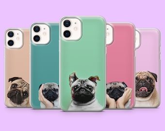 Mops Hund Handyhülle Lustig Haustier Tier Cover für iPhone 17 Pro, 16, 15, 14, 13 Samsung S25, S24, S23, S22, A16, A56, A55, Pixel 10Pro, 9, 8