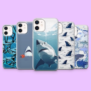 Shark Art Phone Case Wild Ocean Animal Fish Cover for iPhone 16Pro, 15, 14, 13, 12 Samsung S25, S24, S23, S22, A16, A56, A55, Pixel 9, 9Pro