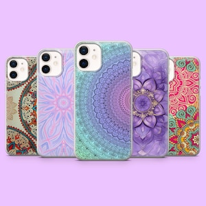 Mandala Phone Case Spiritual Bohemian Art Cover for iPhone 16Pro, 15, 14, 13, 12, Samsung S25, S24, S23, S22, A16, A56, A55, Pixel 9, 9Pro