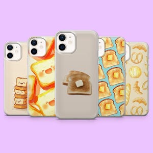 Custodia per telefono Toast, motivo: pane, cibo e colazione, per iPhone 16Pro, 15, 14, 13, 12, Samsung S25, S24, S23, S22, A16, A56, A55, Pixel 9, 9Pro