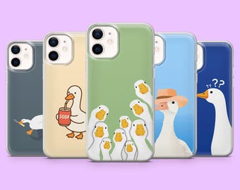 Funny Goose Art Phone Case Silly Bird Animal Cover for iPhone 17 Pro, 16, 15, 14, Samsung S25, S24, S23, S22, A16, A56, A55, Pixel 9, 9Pro