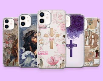 Christian Phone Case Jesus Religious Cross Cover for iPhone 16Pro, 15, 14, 13, 12, Samsung S25, S24, S23, S22, A16, A56, A55, Pixel 9, 9Pro