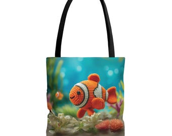 Colorful Clownfish Tote Bag - Ocean-Inspired Marine Life Shopper, Beach Accessory, Eco-Friendly Shopping, Gift for Sea Lovers, Summer Vibes
