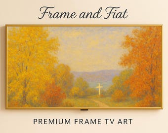 Path To The Cross | Fall Christian Frame TV Art | Landscape Digital Download