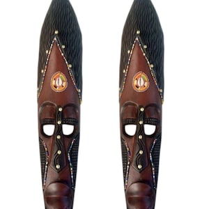 Handcrafted African Tribal Wall Mask | Rustic Wooden Wall Hanging | Ethnic Home Decor | Maasai Art from Kenya | Boho Tribal Mask