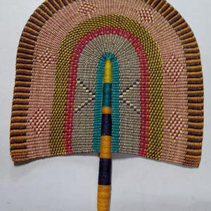 Handwoven Bolga Fan: African Straw Wall Decor, Boho Home Accent