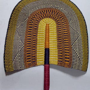 Handwoven Bolga Fan: African Straw Wall Decor, Boho Home Accent
