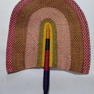 Handwoven Bolga Fan: African Straw Wall Decor, Boho Home Accent