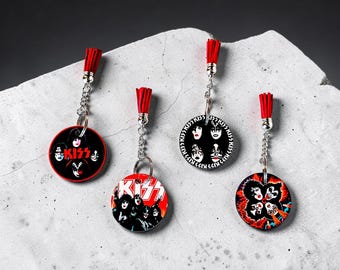 KISS Band Keychain with Red Tassel