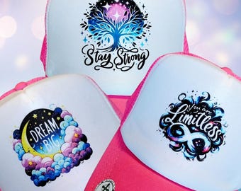 Stay Strong Dream Big You Are Limitless Baseball Cap Trucker Hat Pink