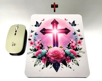Modern Christian Cross Anchor Mouse Pad