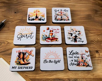 8 Christian Coaster Set Neoprene Rubber Non-slip Bottom
