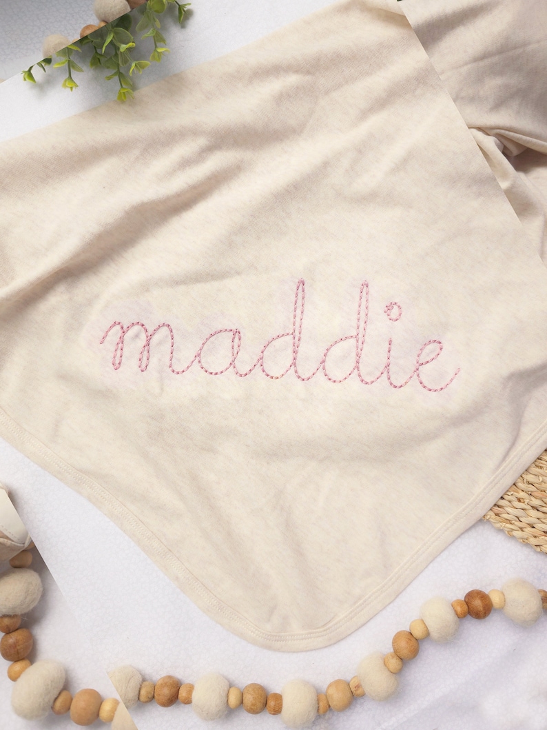 Personalized oatmeal and beige vintage stitch footie with bow or hat, custom gender neutral coming home outfit, baby shower gift image 10