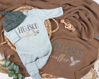Mallard duck baby outfit, newborn coming home outfit for boy, duck baby footie