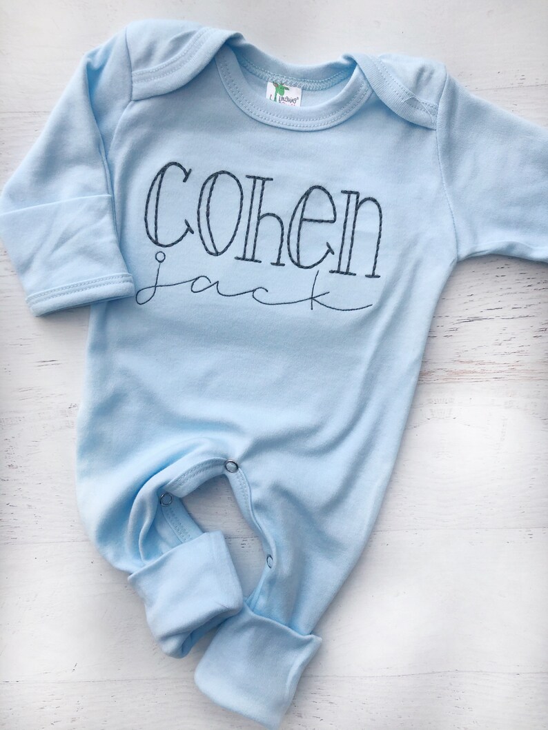 Personalized Baby Blue Romper Custom Baby Coming Home Outfit Etsy