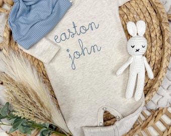 Personalized newborn baby footie, custom coming home outfit for baby boy