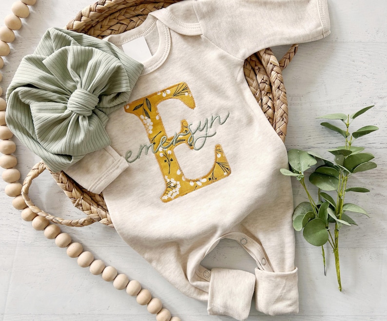 Personalized Baby Girl Romper and Hat Set Vintage Floral Etsy