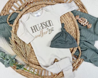 Mallard duck baby outfit, newborn coming home outfit for boy, duck baby footie