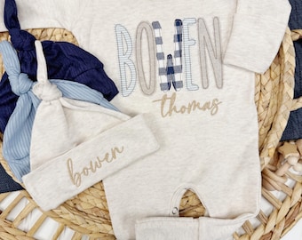 Conjunto para recién nacido para la salida del hospital, pijama de bebé azul claro, regalo para baby shower de niño