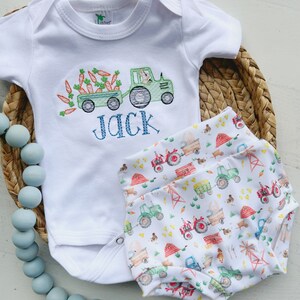 Easter baby boy outfit with bummies, tractor, farm, easter outfit, newborn Easter outfit for boy