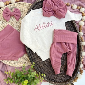 Personalized Floral Newborn Baby Girl Outfit,custom name girl, coming home outfit for baby girl, baby girl outfit, hospital outfit girl