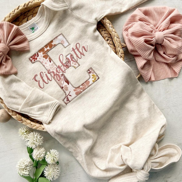 Baby Girl Bow Embroidered Gown Etsy