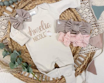 Baby goose coming home outfit for girl, silly goose baby footie, ducking baby romper