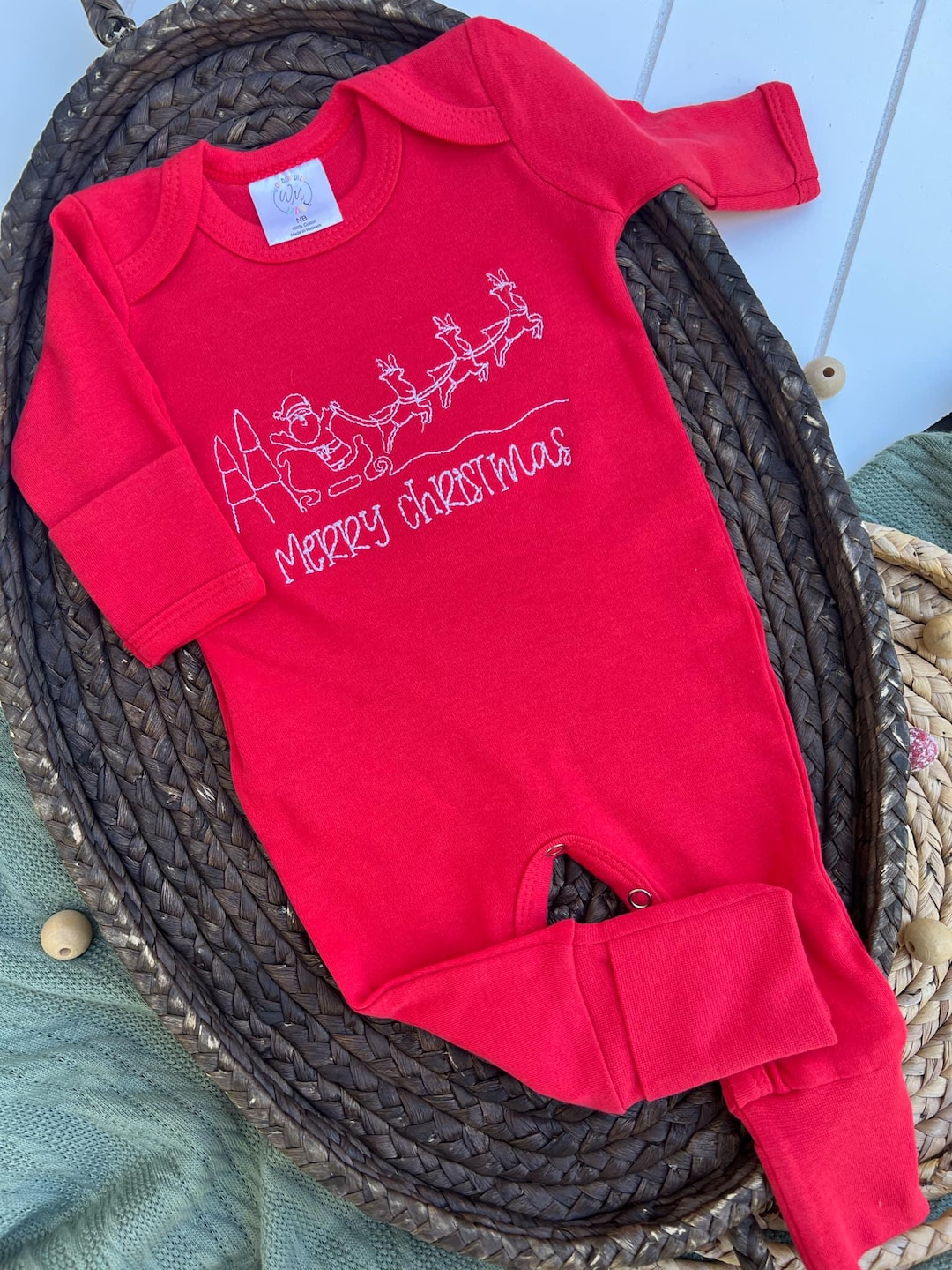 Boys Plaid and white Christmas Romper Made in Italy main image 0