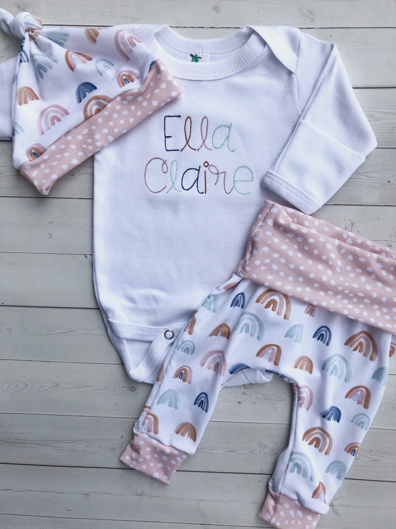 Personalized newborn coming home outfit Rainbow baby custom Etsy