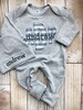 Personalized olive baby romper and hat set, monogrammed infant boy coming home outfit, baby shower gift, sleeper with footies 
