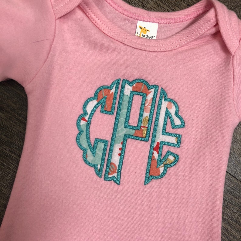 blush monogrammed infant gown newborn baby gown customized baby gown scalloped Pink monogrammed baby gown girls coming home outfit