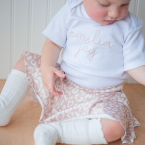 Personalized leopard newborn Baby Girl Outfit/ custom baby girl bodysuit and skirt set / leopard print