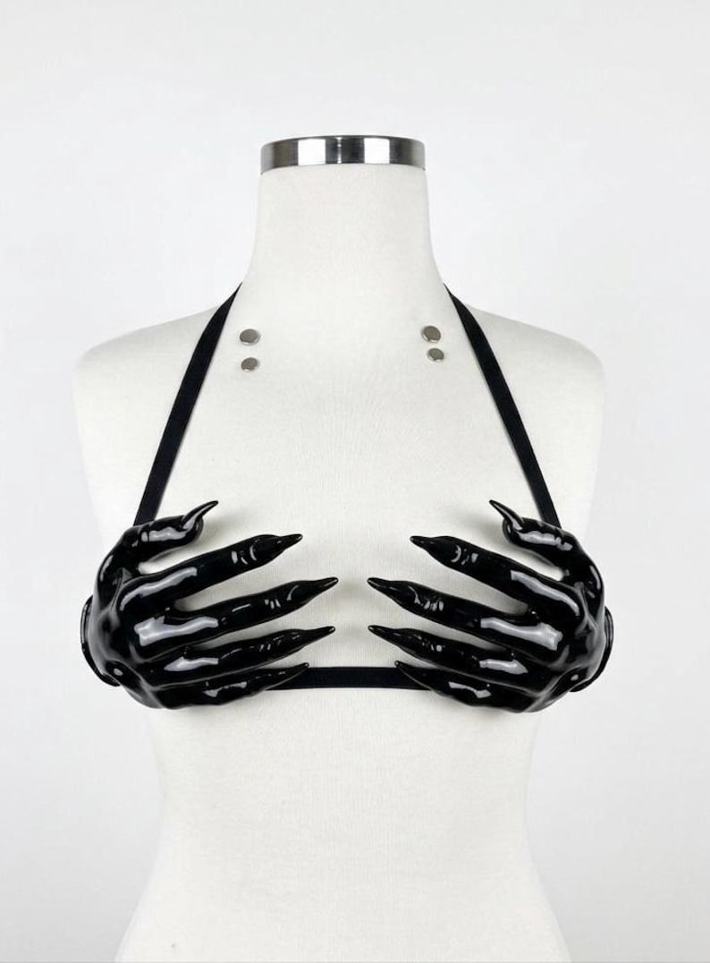 Soutien-gorge cosmique à bonnets ouverts, bustier chromé, accessoire imprimé en 3D, déguisement de Noël, tenue rave pour femme, déguisement, sous-vêtements sexy pour couple image 4