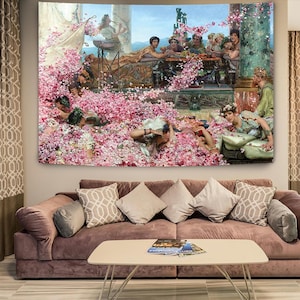 Tapiz de las Rosas de Heliogábalo - Arte medieval para colgar en la pared, pintura histórica, tapiz de arte clásico n.° 43