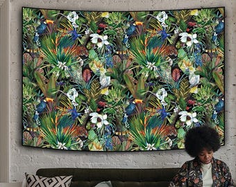 Tapiz de jungla tropical: Tigre exótico oculto para colgar en la pared n.° 59